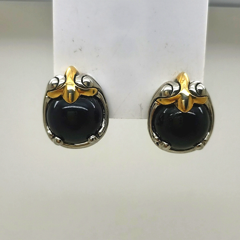 Fashion Classic Style Two Tone Hoop Omega Latch Stud Earring 23$